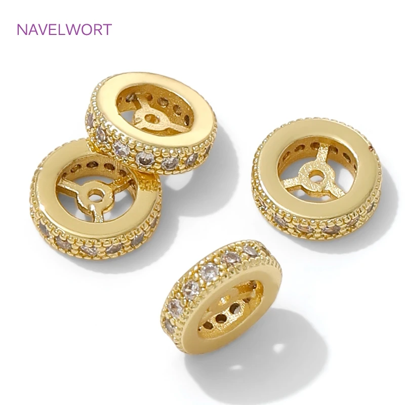 18K مطلية بالذهب عجلة مستديرة خزر عازل للمجوهرات ، الخرز فواصل للأساور ، DIY بها بنفسك الديكور صنع المجوهرات الملحقات #6