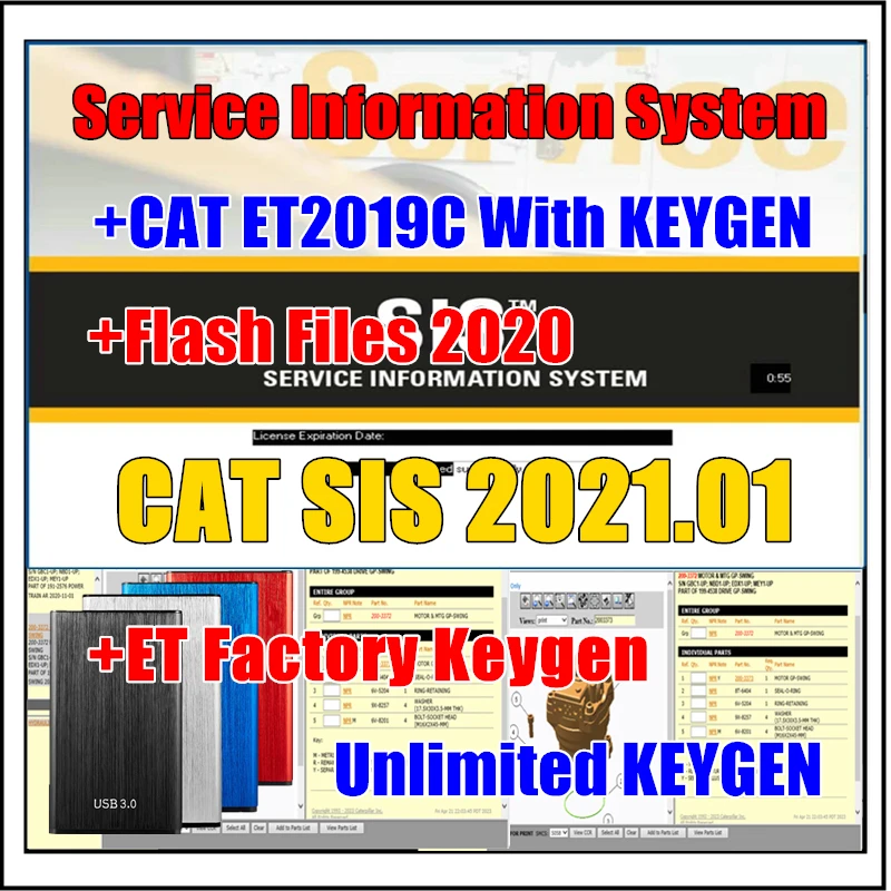 SIS 2021.1 for Red Caterpillar Service Information System +ET 2019C with keygen+Flash files 2020+Factory Keygen + Install Video