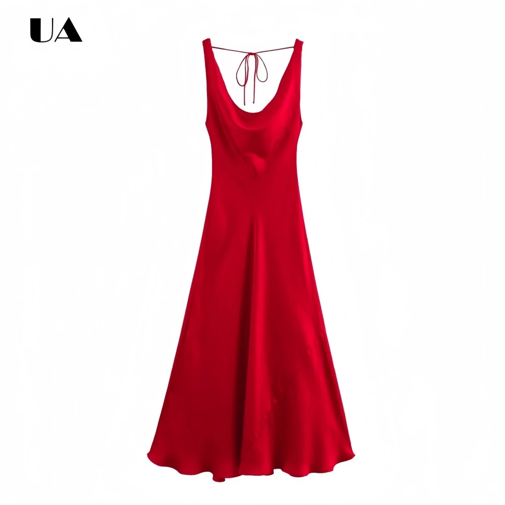 

ULBYANRY Elegant A-line Lace-up Cowl Collar Prom Dress, Vintage Sleeveless Draped Long Dress, Fashionable Backless Party Gown