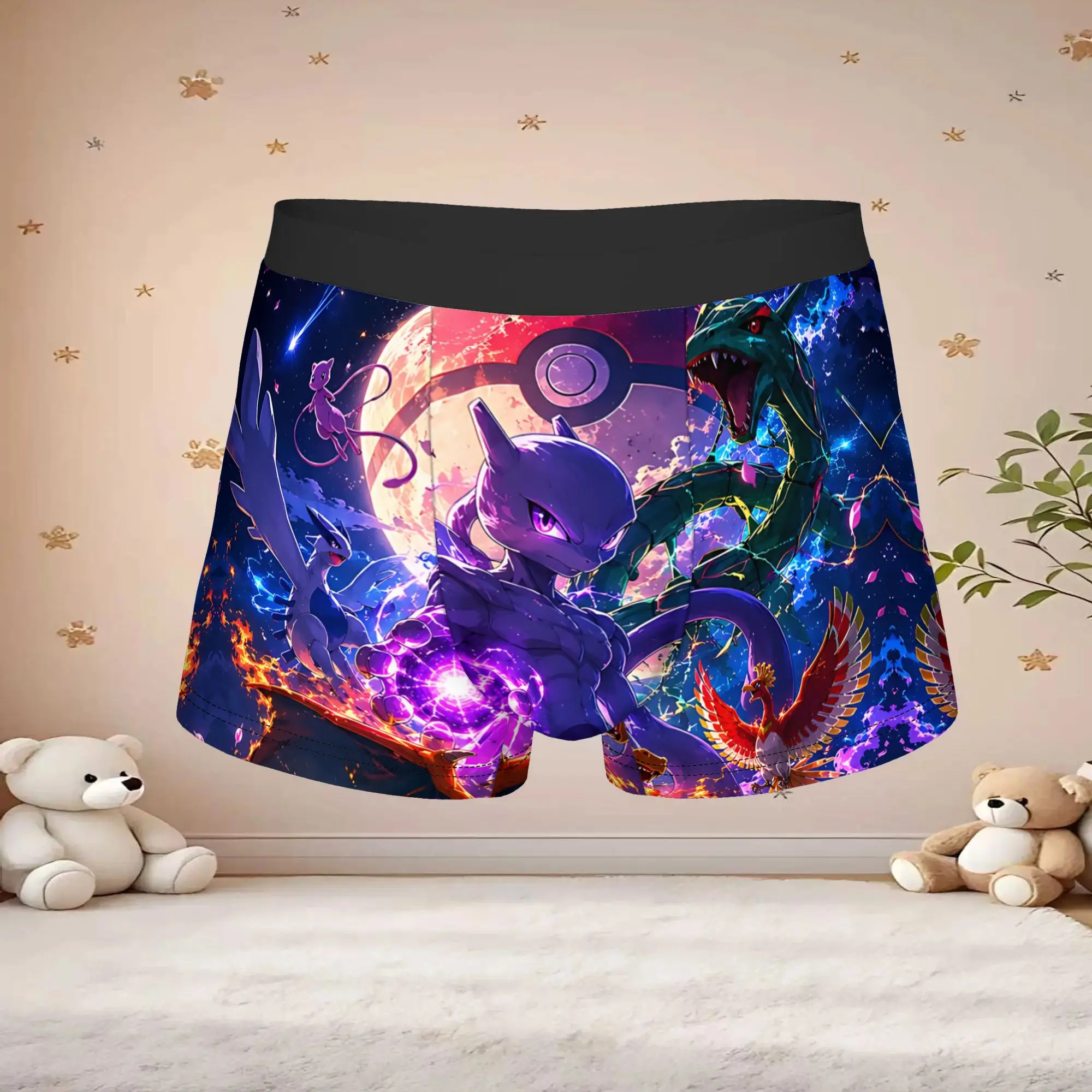 Anime  boxers Pokemon Legend Creature Sunset Collage Underpants Homme Panties Men's Underwear Sexy Shorts Boxer Briefs