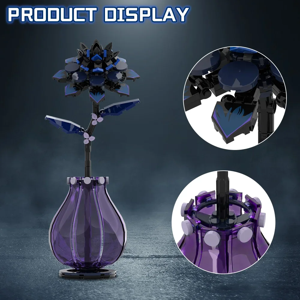 MOC Dahlia ดอกไม้ Building Blocks รุ่นสีม่วง Dahlia ดอกไม้ Potted พืชอิฐประกอบของเล่นวันวาเลนไทน์คู่ DIY ของขวัญ