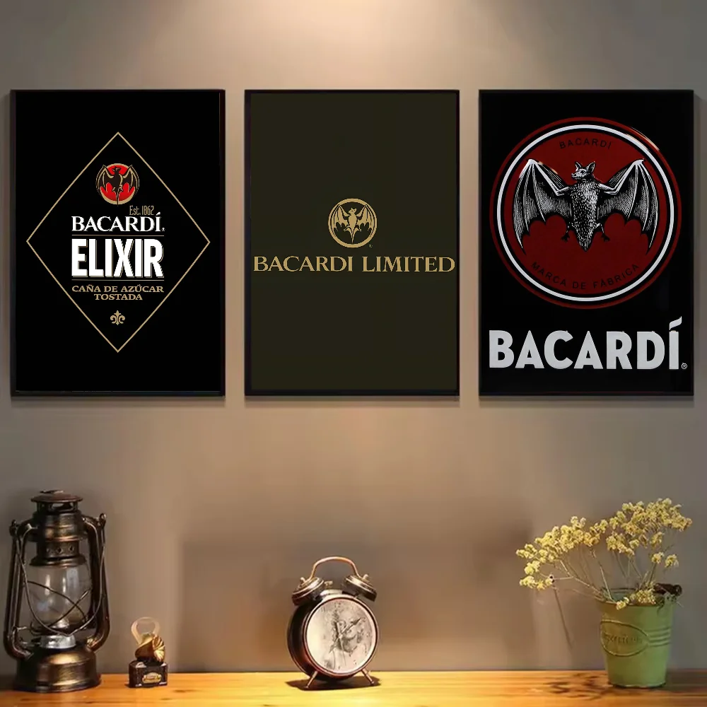 ملصق باكاردي فني ذاتي اللصق مقاوم للماء ملصق ورقي لديكور جدران غرفة المقهى