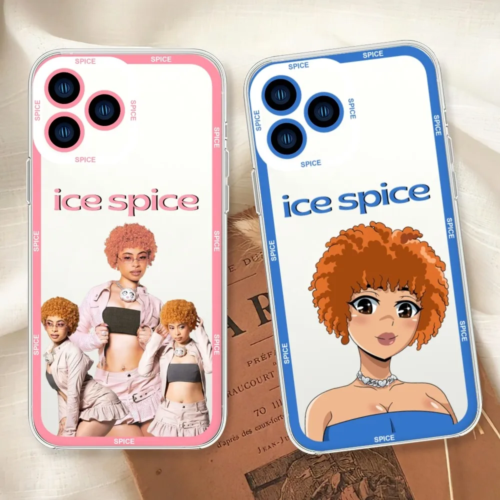 Rapper Ice Spice Phone Case For iphone 11 12 13 14 15 Mini Plus Pro Max Transparent Shell