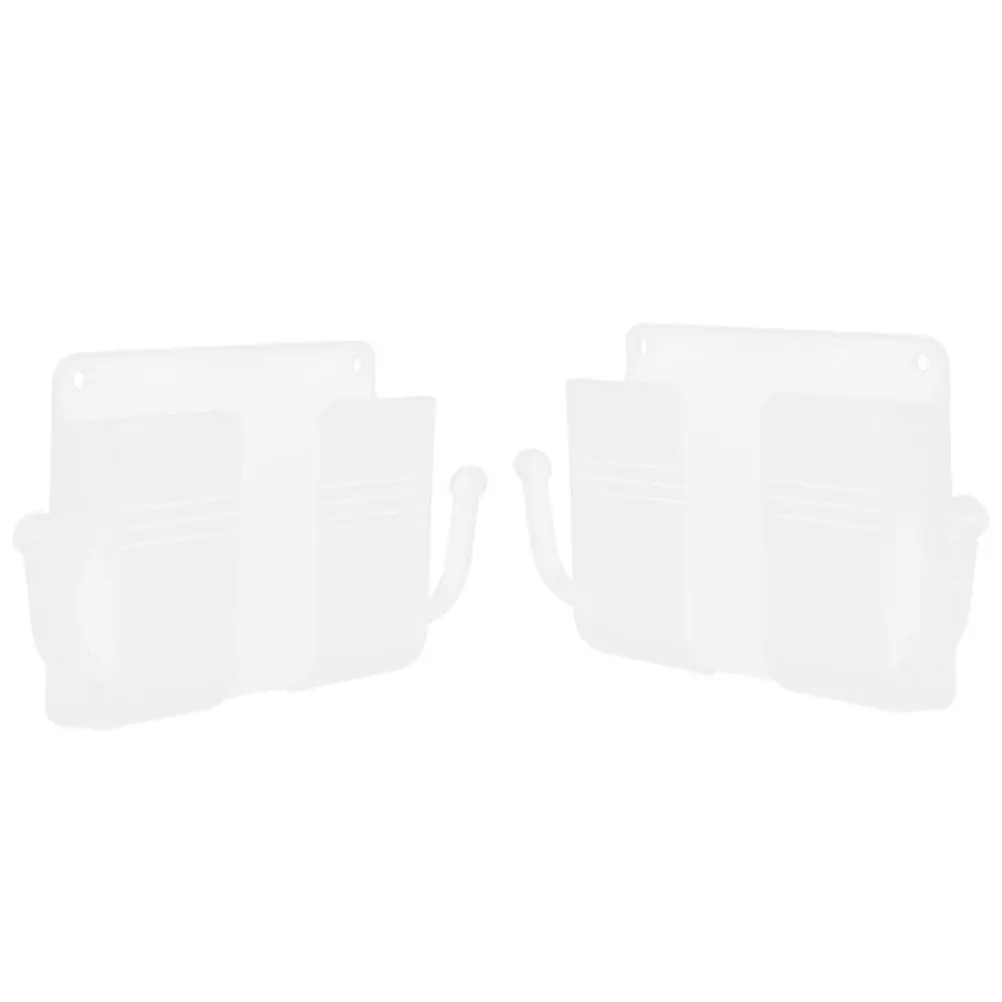 2Pcs Remote Controller Holder Sticky Nail-Free Wall Mount Organizer Storage Box Bedside Phone Shelf for Shower Bedroom Kitchen