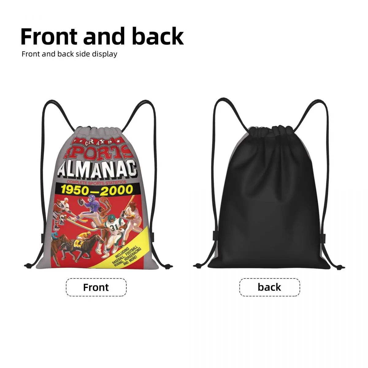 Grays Sports Almanaque Completo Estatísticas Esportivas Mochila com Cordão Esporte Sackpack Portátil De Volta para o Futuro Saco de Treinamento