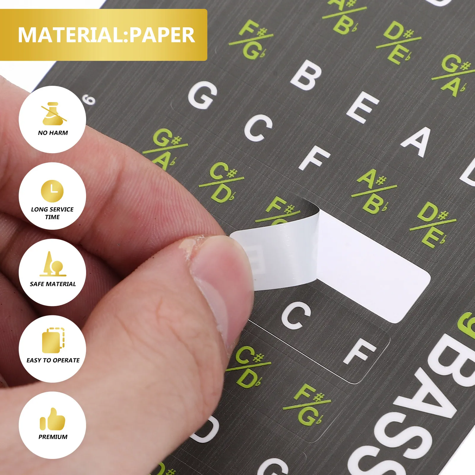 2Pcs Guitar Fretboard Stickers Easy Peel Off Reusable Note Labels for Beginner Guitarists Folk Electric Guitar Scale Learning