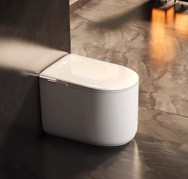 Modern Wall-mounted Ceramic Smart Toilet Bidet Touchless Sanitary Bowl Set P-trap Cyclone Flushing Remote Control Included