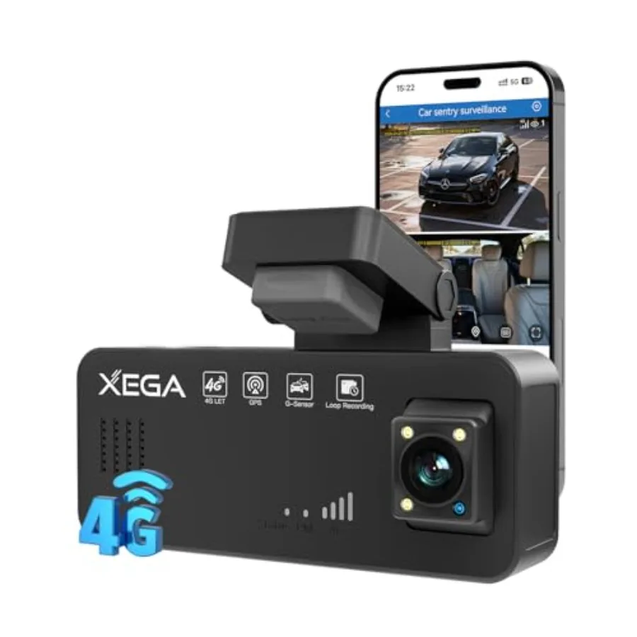 

Car dashboard camera for security monitoring, polycarbonate body, black color, 2K dual-lens with 24/7 sentry mode and built-in