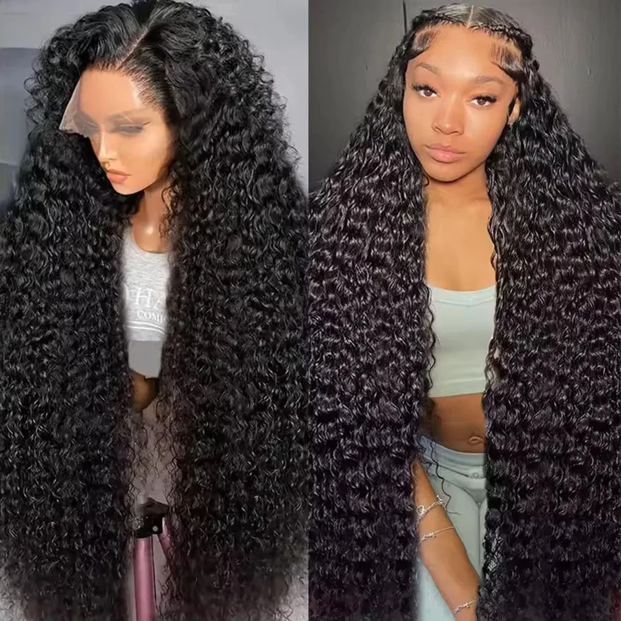 

250 Density Water Wave Human Hair Wigs 40 Inch 13x4 13x6 Deep Curly Wave Lace Front Human Hair 360 Pre Plucked Human Hair Wigs