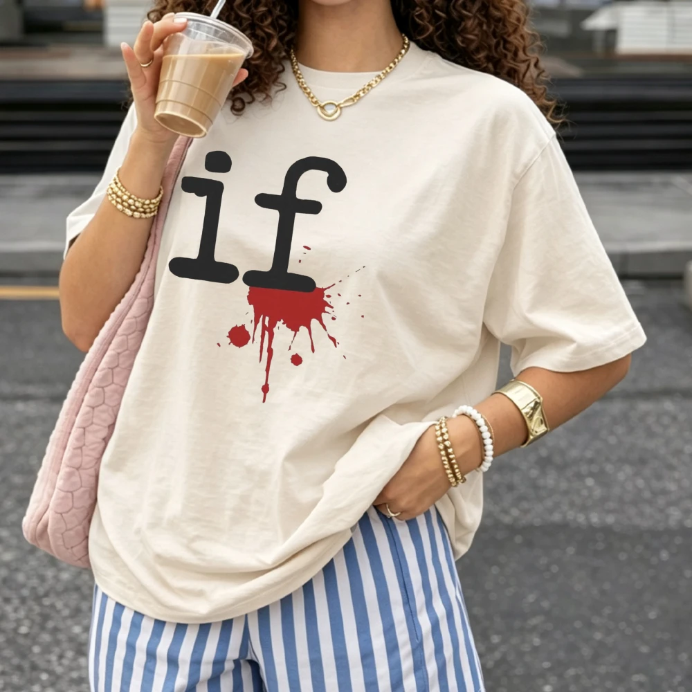 Unisex If Statement Blood Splatter Funny Programmer Graphic T‑Shirt Coder Developer Nerd Humor Letter Print Soft Cotton Tee Tops