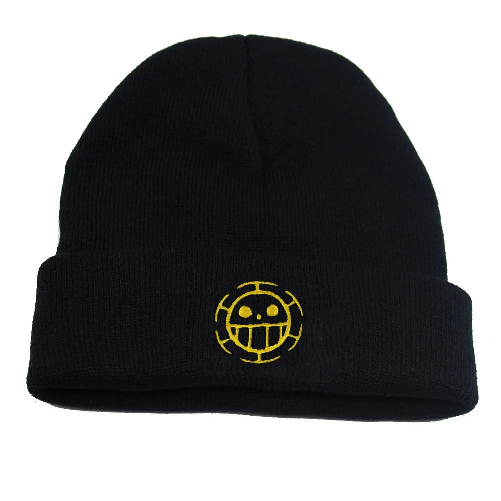 One Piece Anime Knitted Hats Luffy Trafalgar Law Hat Portgas D Ace Cosplay Adult Cap Cartoon Costume Beanie Hat Winter Warm Hats