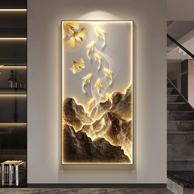 

Роскошный светодиодный настенный светильник для гостиной, прихожей, коридора, украшения рыбы, подвесная живопись, освещение, хрустальный фарфоровый настенный светильник