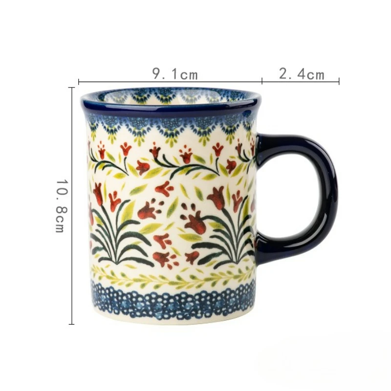 

Vintage Style Ceramic Coffee Mug Creative Cute Floral Design Breakfast Water Cup Teacup with Handle for Home Office Cups New