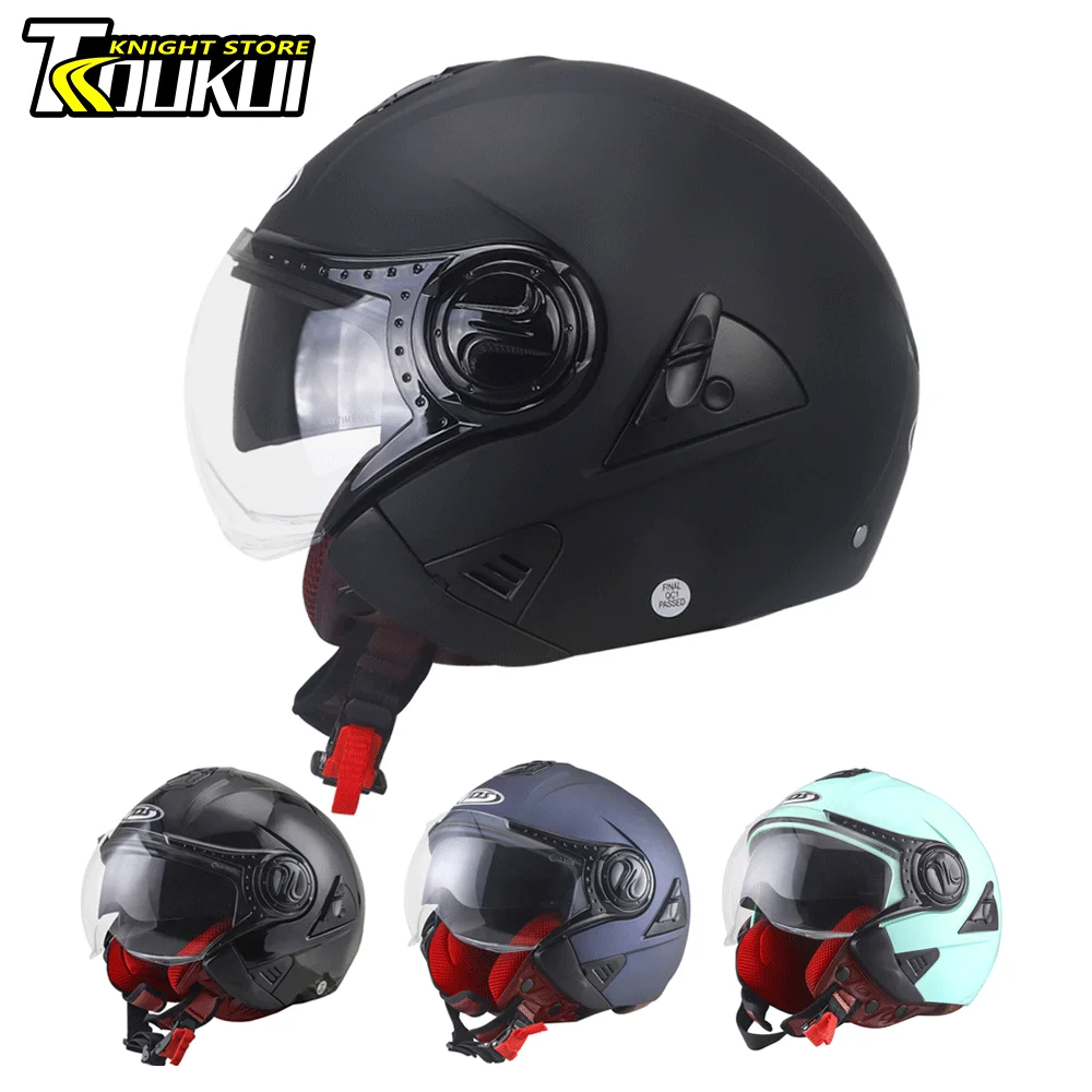 

Open Face Helmets Motorcycle Helmet Men Women Casco Moto HD Visors Four Seasons Capacete De Moto DOT Approved Cycling Helmet