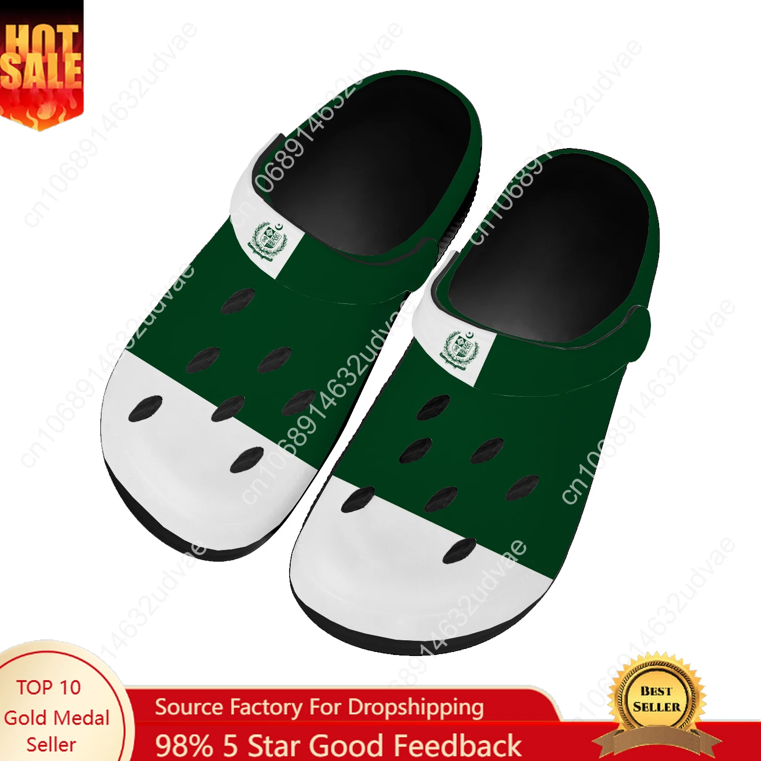 

Pakistan National Flag Water Shoes Men Women Comfortable Home Garden Clogs Customizd Sandals Beach Breathable Hole Slippers