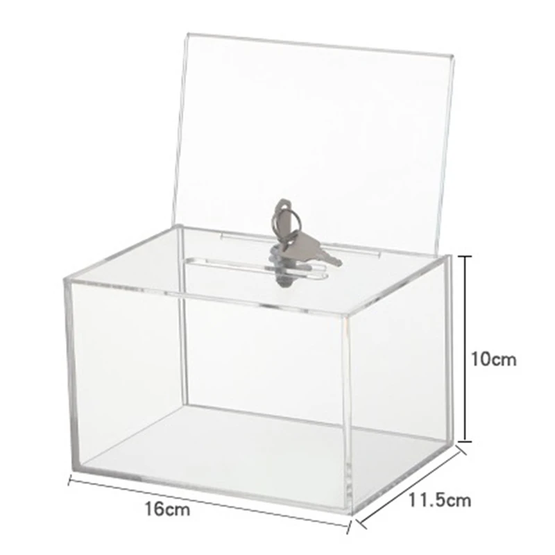 Transparent Donation Box With Lock Money Collection Box Ballot Box Suggestion Box