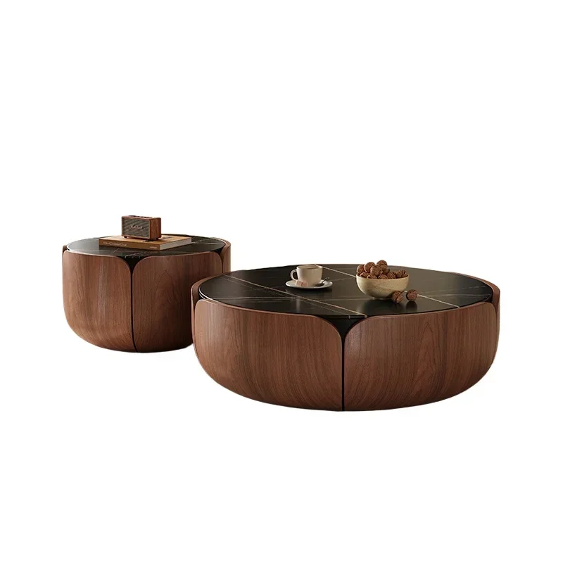 Italian Minimalist Rock Slab Petal Coffee Table
