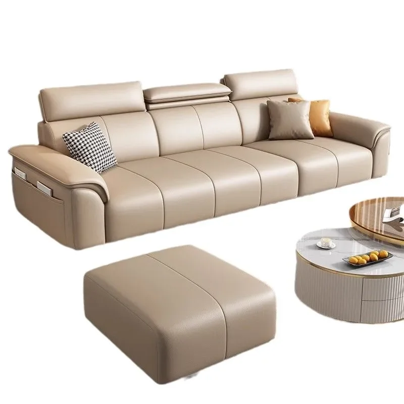 

Simple, modern, light luxury, piano keys, leather, sofa, size apartment, living room, Italian style, minimalist