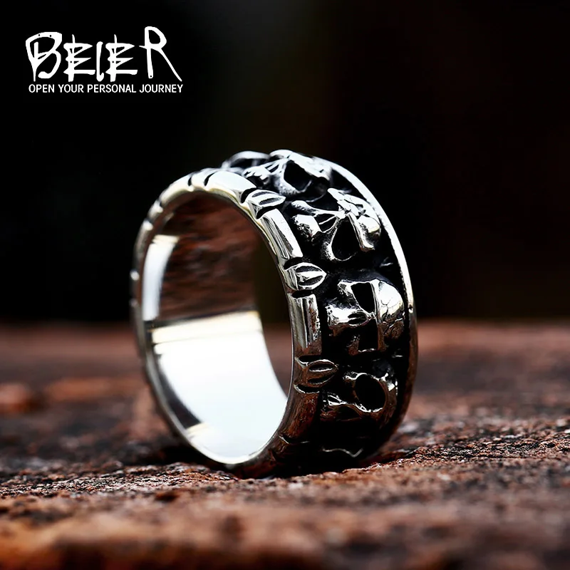 Beier  Fashion Dominant unique shape skull  For Boy And Girl Stainless Steel Lady\'s Finger Ring BR8-1019