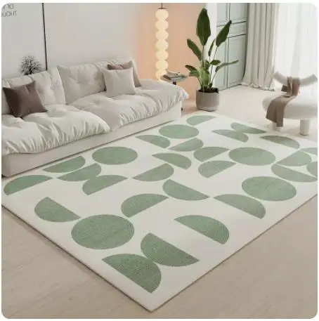 Modern Simple Circle Velvet Green Carpet, High-Grade, Affordable Luxury Carpet, Living Room Sofa Decoration Mat