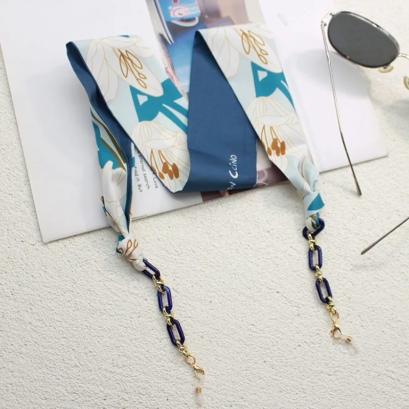 

2025 Fashion Boho Glasses Chain Silk Ribbon & Acrylic, Multi-functional Lanyard for Sunglasses, Mask Strap, Girl Gift Jewelry