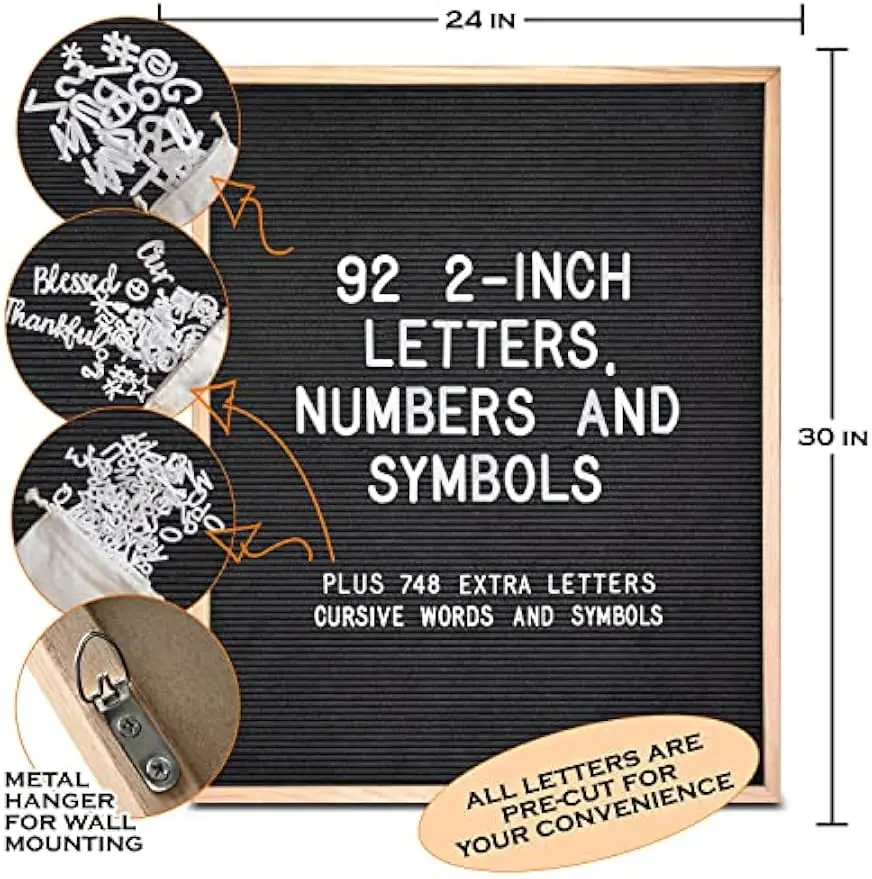 Large 24x30 Inch Felt Message Board for Menus, Signs, and Decor with Letters Included