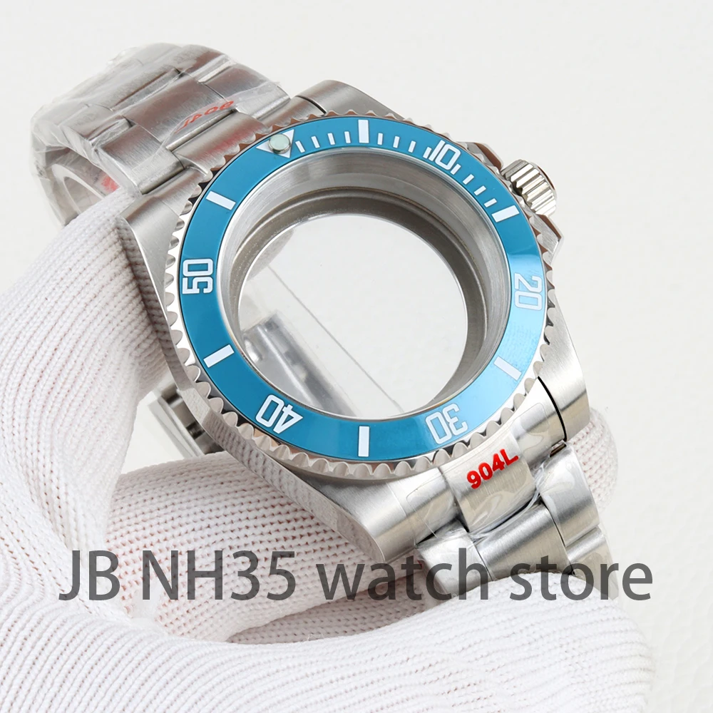 40 مللي متر NH35 ساعة حافظة الجليد الأزرق السيراميك الحافة صالح الفرعية NH34 NH35 NH36 NH38 حركة 316L الفولاذ المقاوم للصدأ المحار سوار GMT