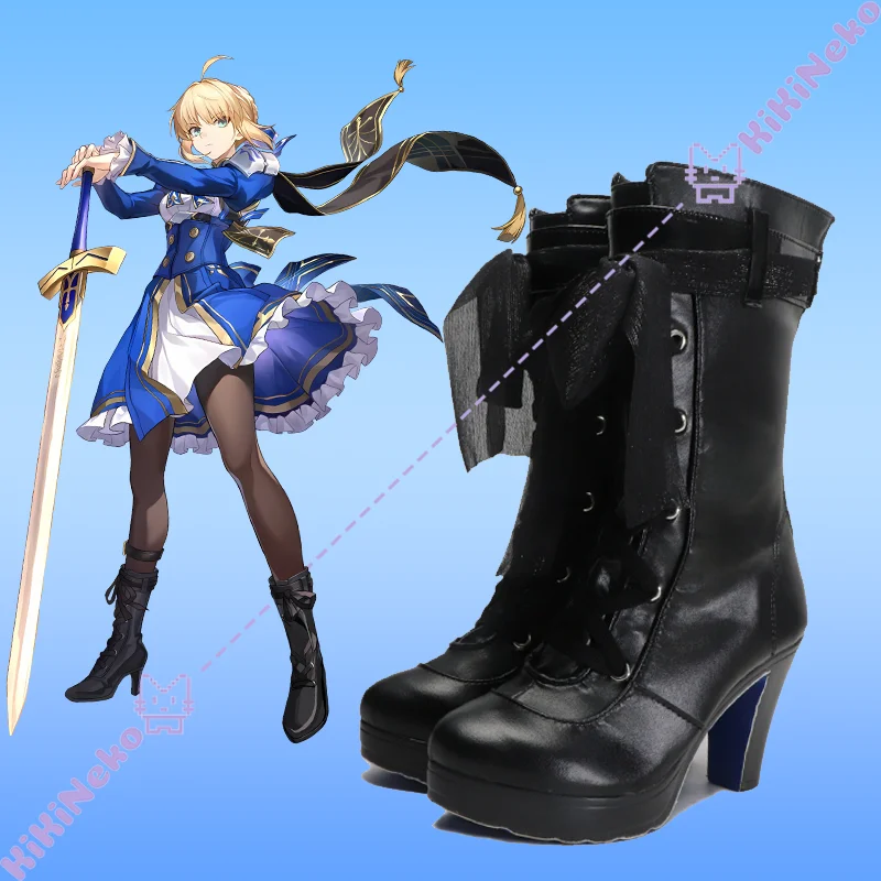Jogo honkai: star rail sabre cosplay sapatos botas altria pendragon para festa de halloween comicon adultos mulheres homens
