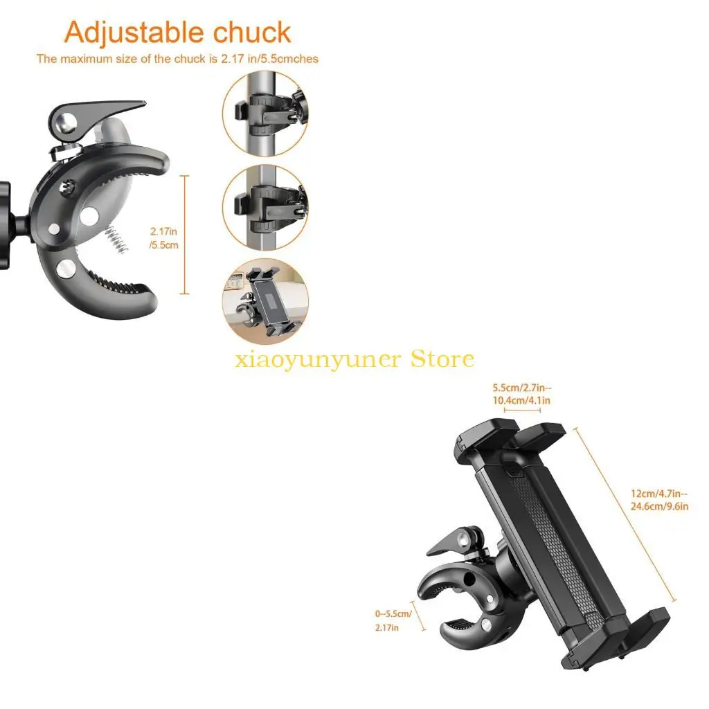 P9JB Phone Tablet Holder with Articulating Joint and Manual Locking Control for Shopping Carts, Golf Carts, Strollers, and