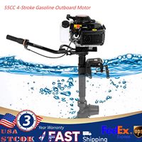 55CC 4-Stroke Gasoline Outboard Motor Fishing Boat Engine with Wind Cooling, Heavy Duty 4HP Boat Motor for Rubber Boats