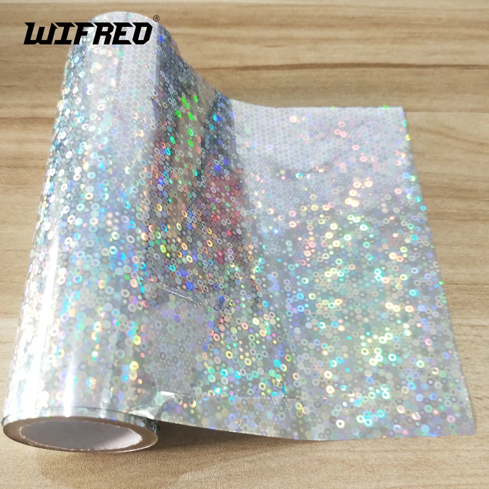 

Wifreo 8CM X 120M Lure Building Jig Squid Skin Holographic Adhesive Film Fishing Scale Lure Sticker Sabiki Lure Tying Material