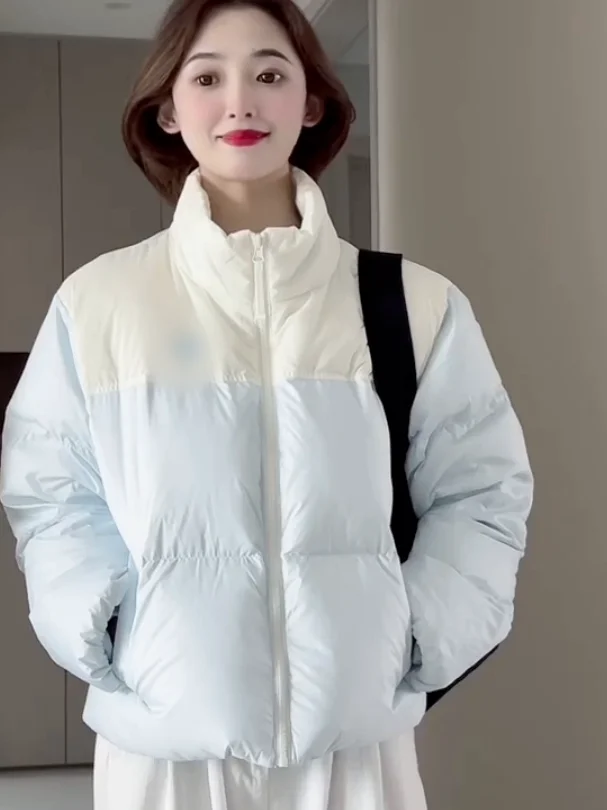 

Korean Sweet Color Blo Stand Collar Cotton Jaet 2025 Autumn Winter New Loose Versatile Warm Bread Cotton Coat