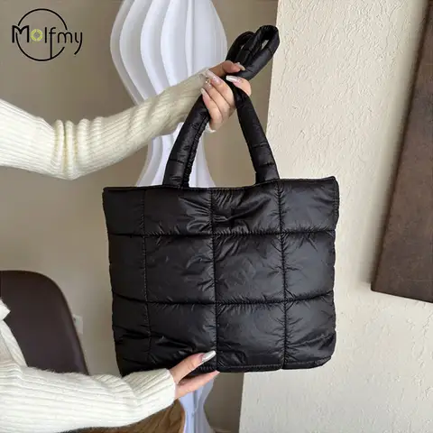 Bolso de hombro acolchado de invierno Para Mujer, bolso con asa superior de gran capacidad, bolso de nube acolchado de invierno, Bolsas de compras, Bolsas Para Mujeres