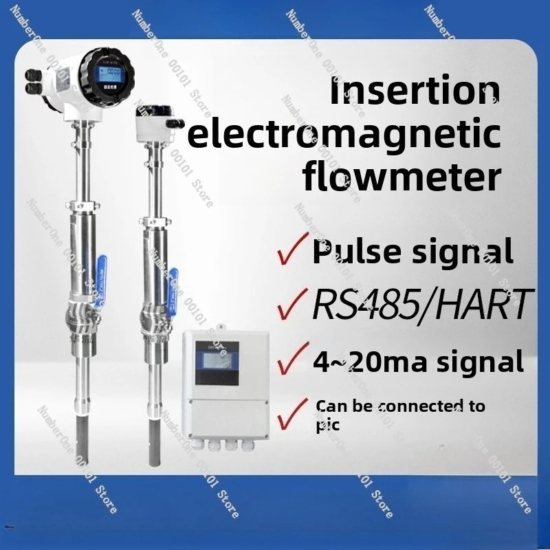 Plug-in pipeline electromagnetic flowmeter Split battery Sewage wastewater acid-base hydrochloric acid sensor Heat meter