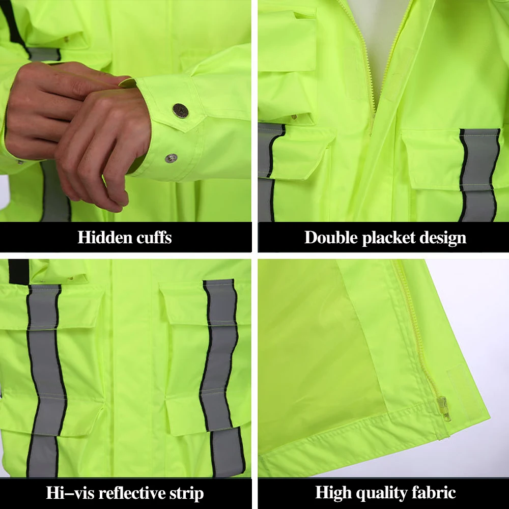 High Visibility Safety Jacket Reflective Raincoat Outdoor Construction Traffic Road Waterproof  Windproof Man Working Clothes