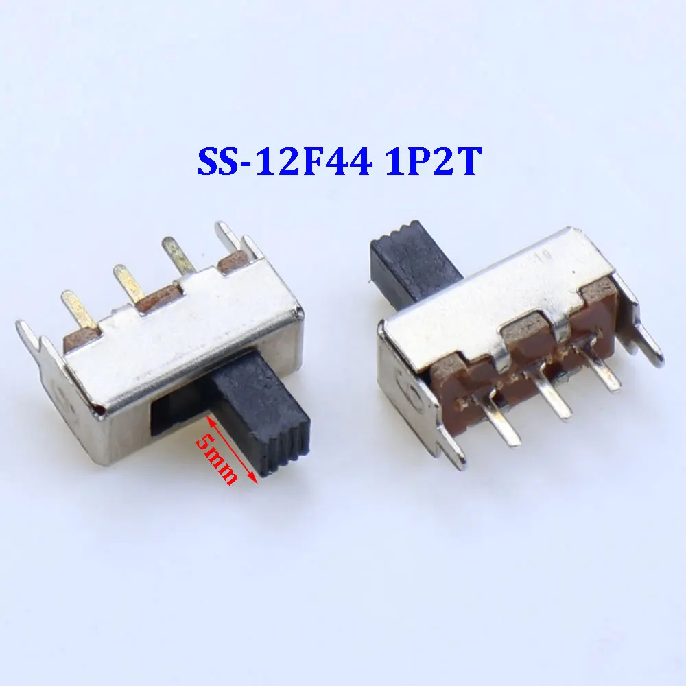 10/30/50Pcs/Lot SS-12F44 1P2T Second Gear Vertical Switch Handle high 5MM Toggle Switch 1P2T SS12F44G5 Slide Switch