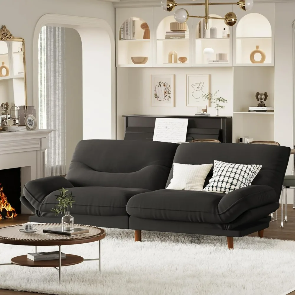 Homall Futon Sofa Bed, Modern Loveseat Futon Couch with Adjustable Backrest and Armrests, Sleeper Sofa Bed with Wood Frame