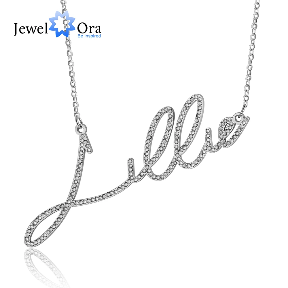 

JewelOra Stainless Steel Name Necklace with One Name Personalized Nameplate Gift for Christmas and Friend