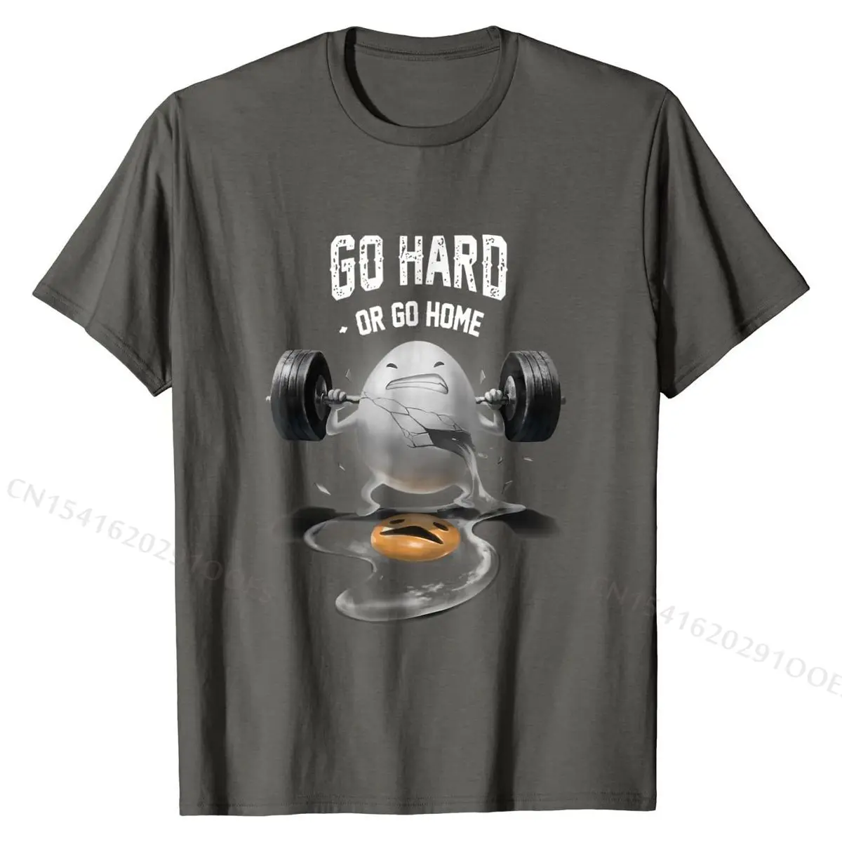 Egg weightlifting, Go Hard or Go Home, Fitness T-Shirt Casual T Shirt for Men Oversized Cotton T Shirts Printing