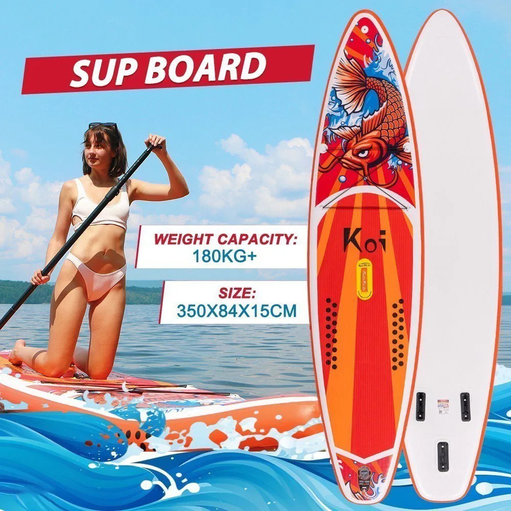 FunWater-Inflável Stand Up Paddle Board, Paddling Surf Board, carga máxima 12-15 PSI, 180kg, 350x84x15cm