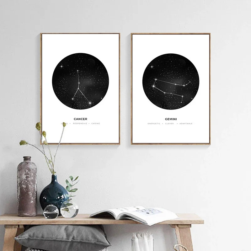 Constellation Canvas Poster Prints Astrology Sign Minimalist Geometric Painting Nursery Wall Art Nordic Kids Decoration Pictures