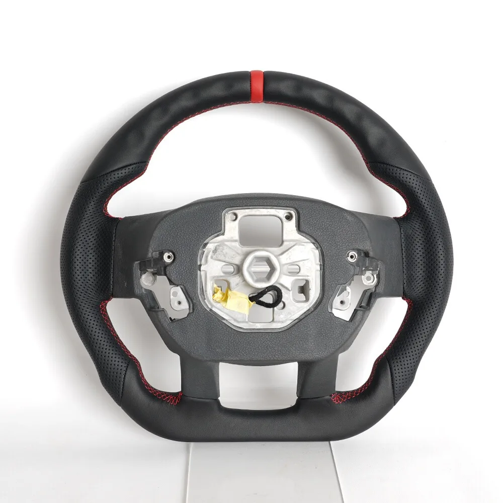 Heated Full Leather Steering Wheel With Paddle Holes Flat Bottom Racing Car Accessories Fit For Ford F-150 Raptor 2015-2020