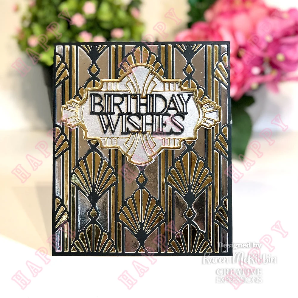 Metal Cutting Dies Rosette Fan Birthday Fabulous Background DIY Scrapbook Envelope Greeting Card Decorative Embossing Handcraft