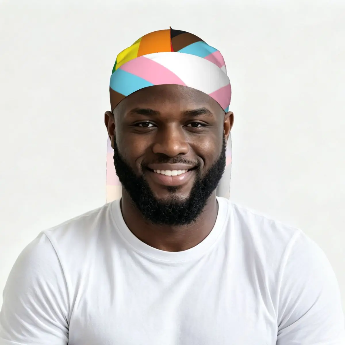 Men Satin Long Tail Durag Breathable Progress Pride Flag Headscarf Hip Hop Hair Accessories