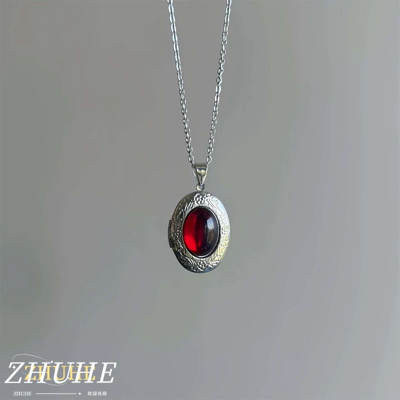 

Classic Oval Gem Necklace, Fashionable Jewelry Accessories for Men Women, Unique Textured Chain Neckwear, Practical Adornment fo