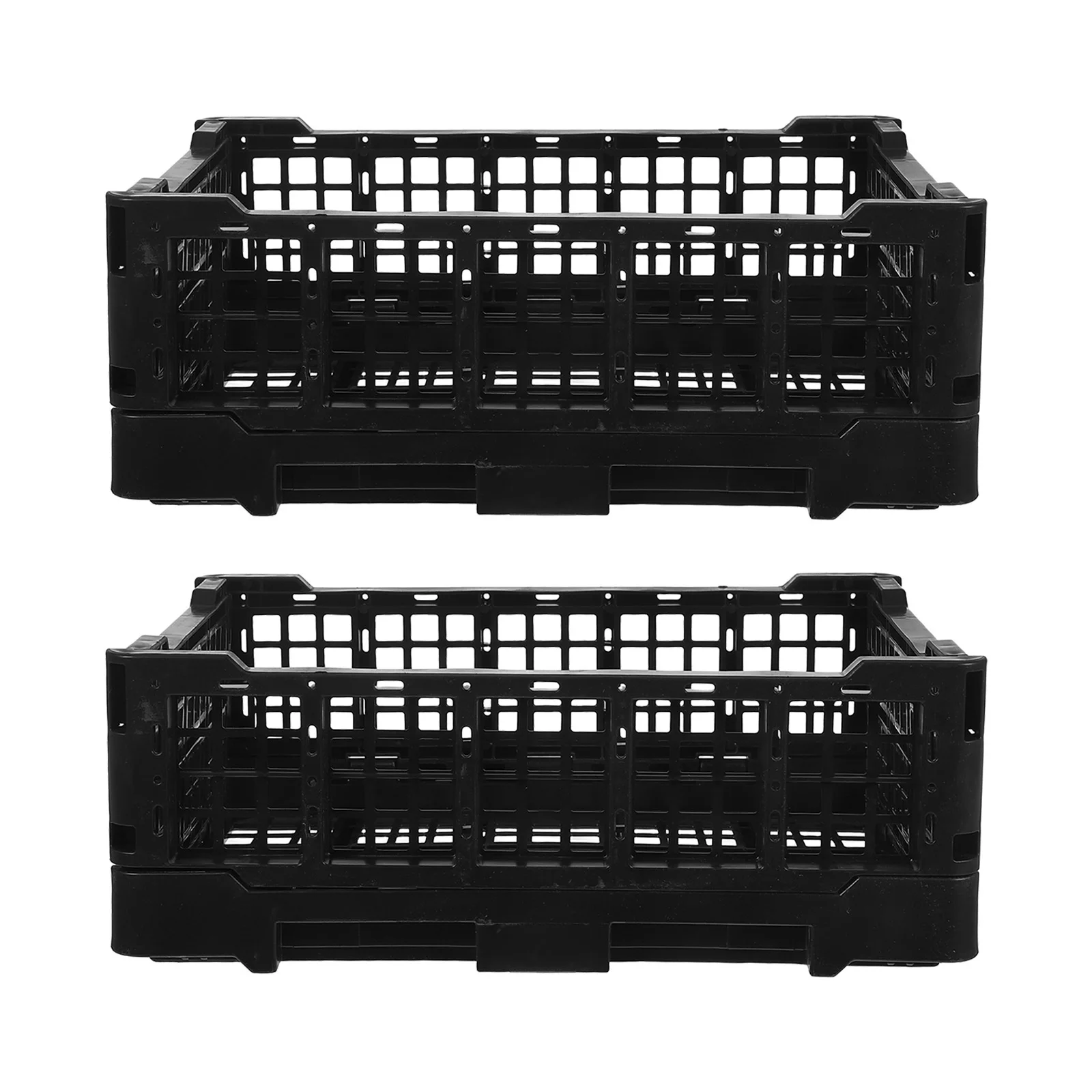 2Pcs Foldable Plastic Storage Baskets Yellow Space-Saving Organizer Bins for Office Kitchen Bedroom Shelf Storage Boxes