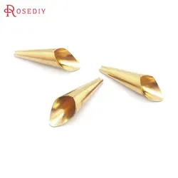 18K Gold Color Brass Long Beads Caps High Quality Diy Jewelry Making Supplies Necklace Earrings Accessories for Women