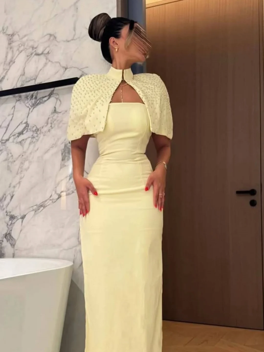 

Customized Mermaid Sleeveless Prom Dresses High Neck Party Beadings Evening Dresses Floor Length Party Dresses