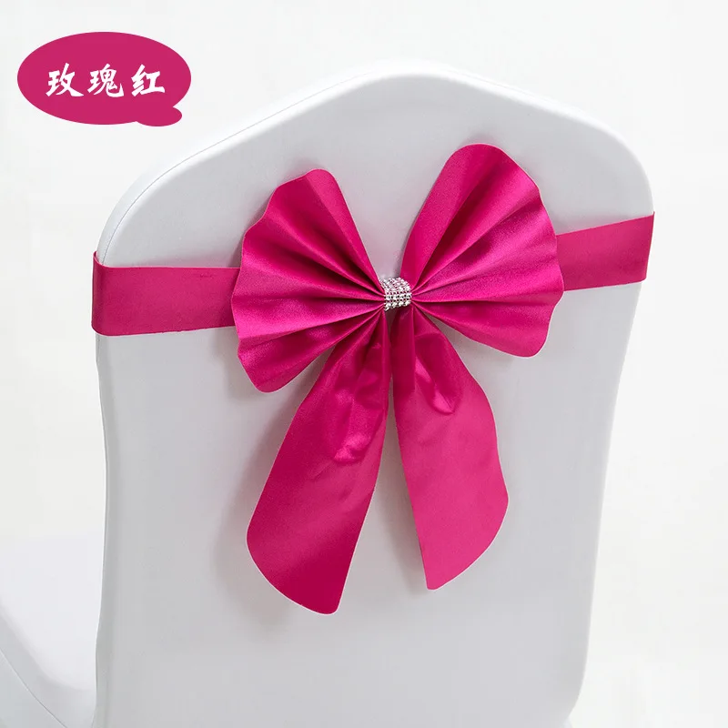 Hotel Wedding Ceremony Elastic Chair Back Flower Chair Cover Butterfly Wedding Gift Band Ribbon Chair Back Decoration Washable