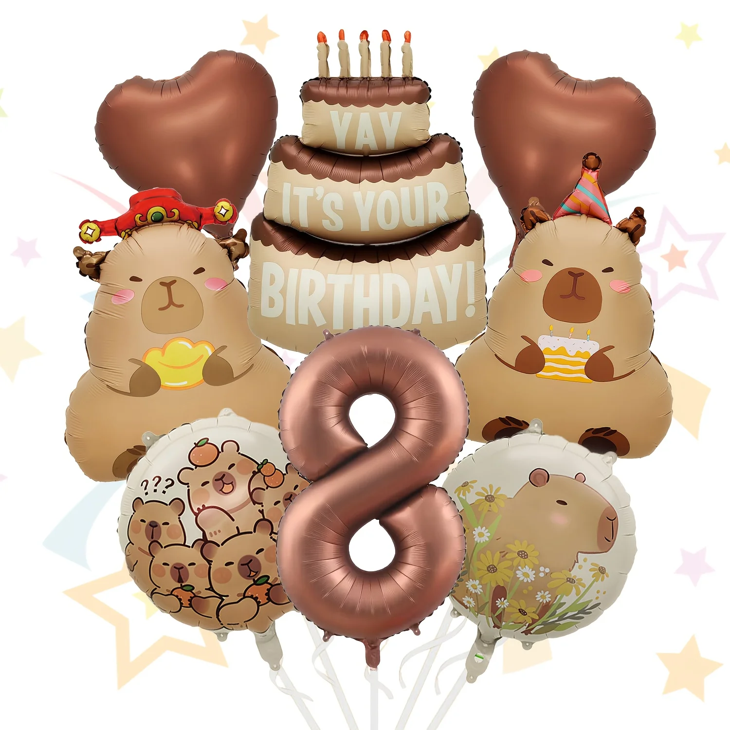 1 Set Cartoon-Tier Capybara-Thema Geburtstagstorten-Ballon-Banner Kinderparty-Dekorationen Zahlen-Folienballon Babyparty-Geschenke